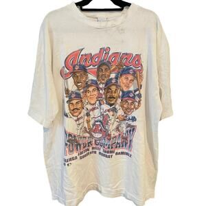 Vintage 90s Cleveland Indians Power Company Caricature Single Stitch Shirt XXL